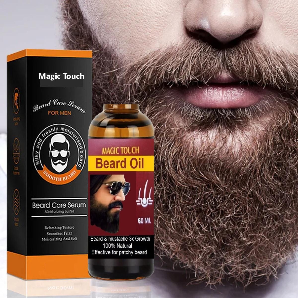 magictouch.pk Magic Touch Beard Growth Oil bottle with packaging, designed for men’s beard growth, softness and shine.