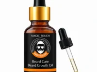 Magic Touch Beard Growth Oil bottle and packaging for men, designed to nourish beard roots and fix patchy beards